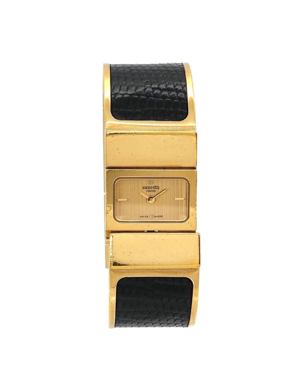 Hermes Loquet Bangle Watch Vintage Gold Quartz
